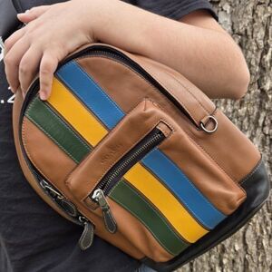 COACH West Pack- Calf Skin with Varsity Stripe EUC